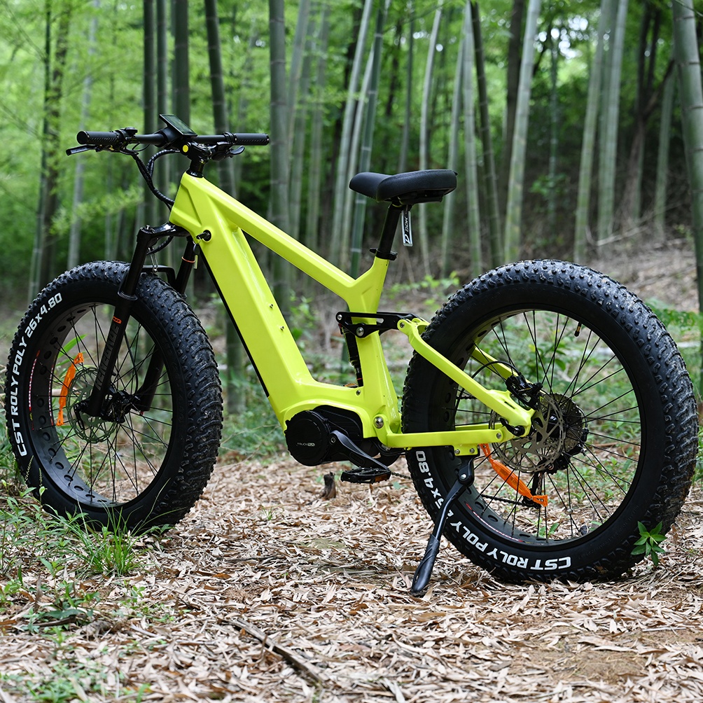 Carbon Fiber Electric Bike 1000W/1200W Mid Drive Motor Bike Truckrun Fat Tire Bike
