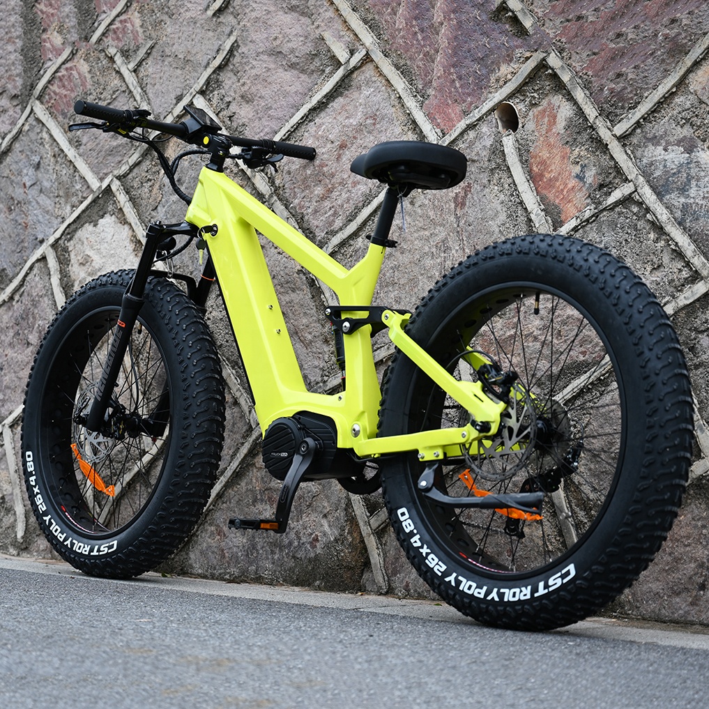 Carbon Fiber Electric Bike 1000W/1200W Mid Drive Motor Bike Truckrun Fat Tire Bike