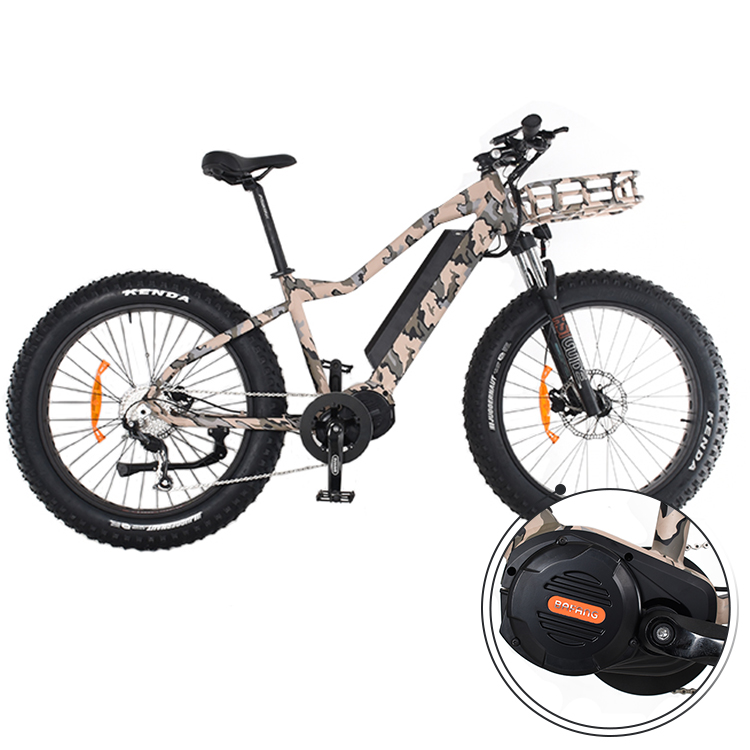 26" Inch Fat Tire Bike Hard Tail Hunting Electric Bicycle M620 Bafang MotorMid Motor Bike