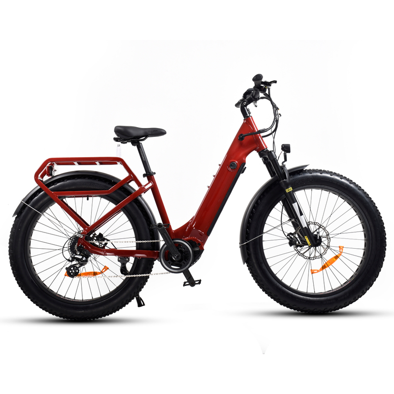 Step Through Bike Electric 26" Inch Fat Tyre Bike Bafang 500W Mid Motor Electric Bike 